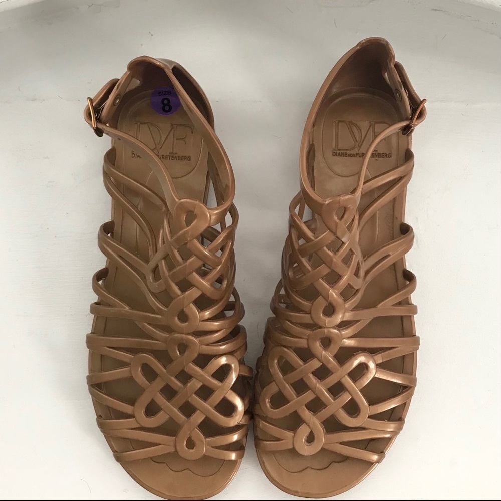 Diane Von Furstenberg Tan Jaya Jelly Sandals Size 8